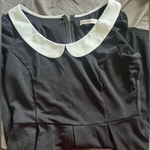 Sunny girl peter pan collared black dress, large